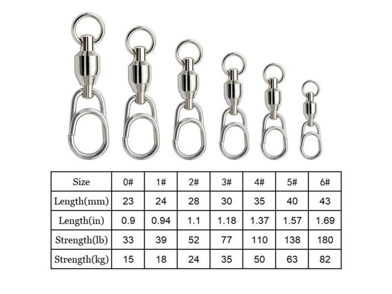 Fishing Connector Rolling Swivel Snap Stainless Steel Ball Bearing Fast Clip Carousel 1