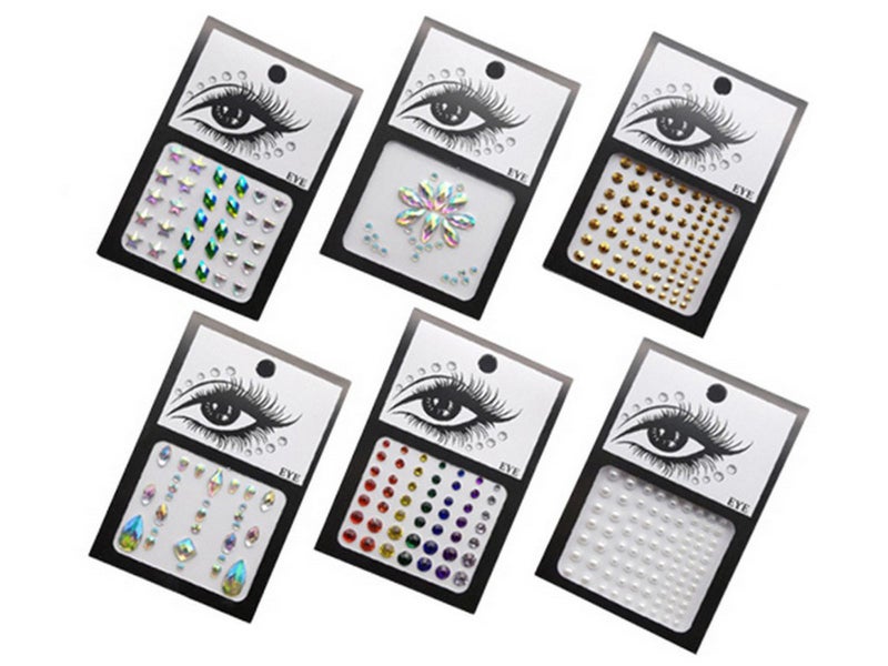 6 Sheets Adhesive Eye Body Face Gems Jewels Rhinestone Stickers for Party Carousel 2