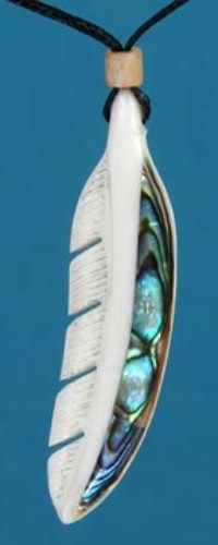 Pendant - Bone Feather Paua - Kiwiana Carousel 1
