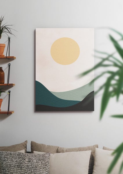 Digital Art Prints, Dining Room Art, Japanese Style, Minimalistic Landscape Art Carousel 1