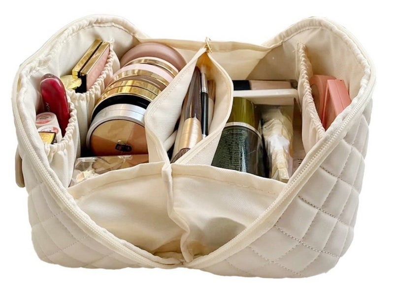 PU Leather Makeup Bags Travel Cosmetic Bag Skincare Bags Toiletry Bag White Carousel 1