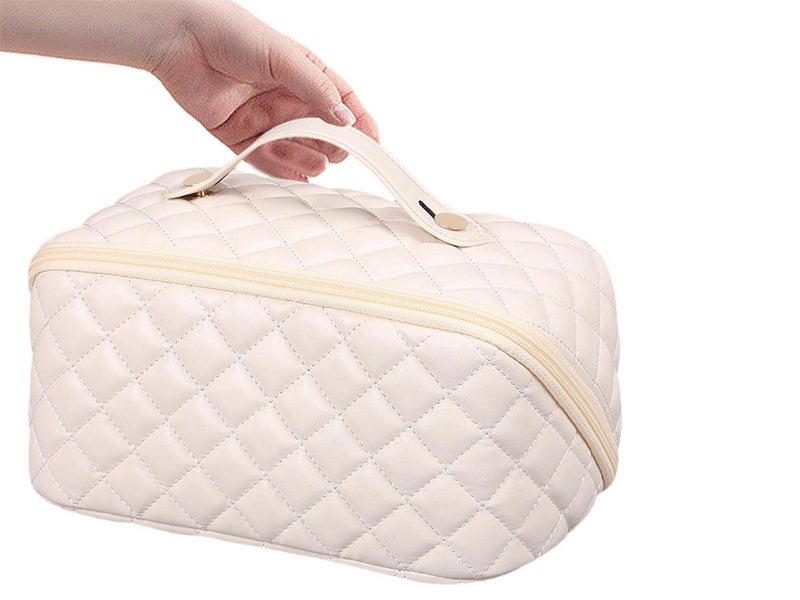 PU Leather Makeup Bags Travel Cosmetic Bag Skincare Bags Toiletry Bag White Carousel 5