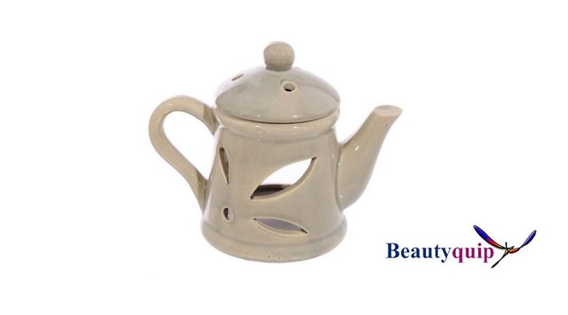 Ceramic Tea Pot Oil Burner with Lid - Sand Carousel 1