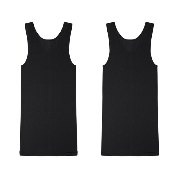 2x Bonds The Original Chesty Ribbed Cotton Mens Black Singlet Tank Top Bulk Carousel 1