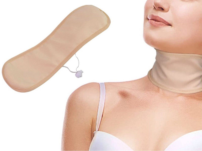 Reusable Castor Oil Neck Pack for Thyroid Castor Oil Compress Neck Wrap Khaki Carousel 1