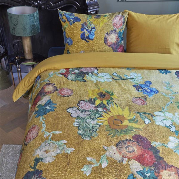 Bedding House Van Gogh Partout des Fleurs Gold Cotton Sateen Quilt Cover Set Carousel 4