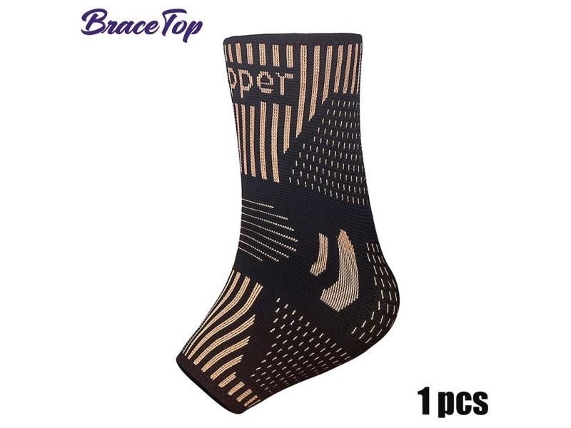 BraceTop 1 PC Copper Ankle Brace Infused Compression Sleeve Support For Plantar Carousel 1