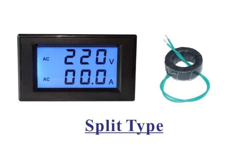 Digital Panel Meter 150-500Vac 100A backlit LCD - Black or White Bezel Carousel 1