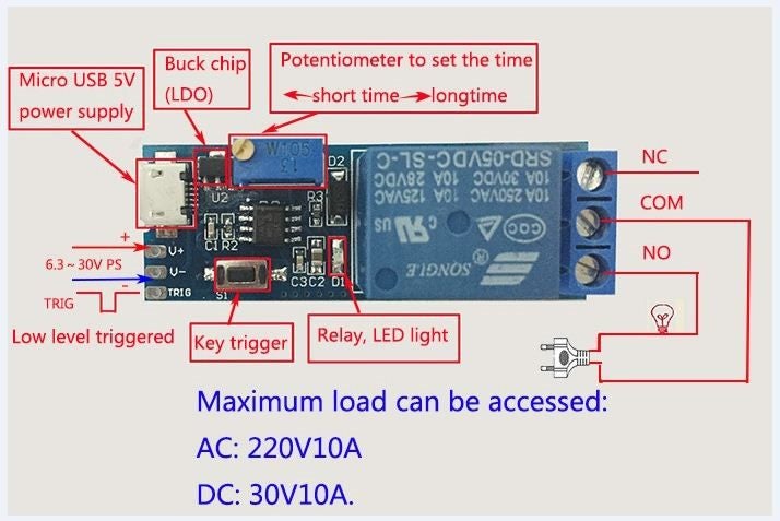 5-30V delay timer 0-22 sec switch relay micro USB YE6 Carousel 2