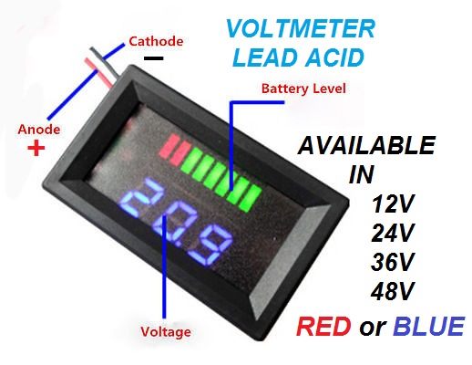 Voltmeter Lead Acid 12V battery capacity indicator blue numerals Carousel 1