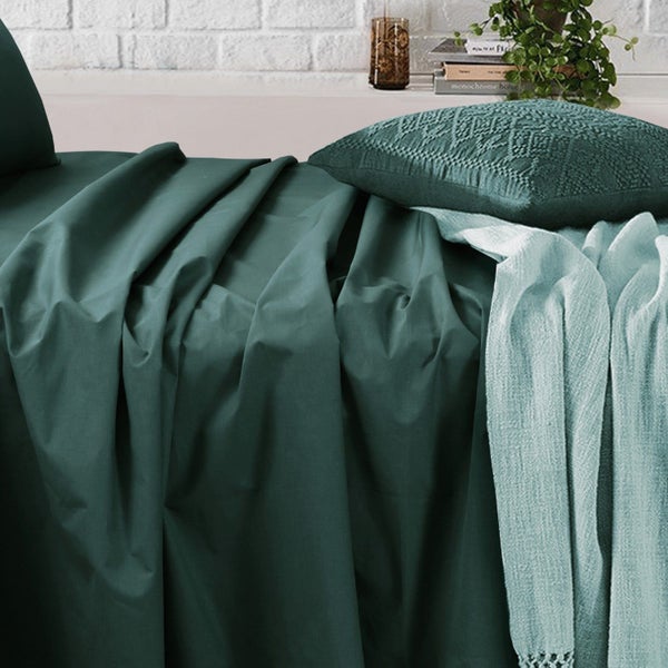 Royal Cotton Flat & Fitted Sheet Set - Sage Carousel 2