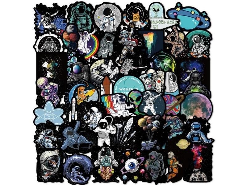 50pcs Graffiti Astronaut Stickers Outer Space Vinyl Decals For Laptop Car Bike Carousel 2