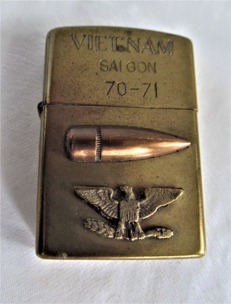 US MILITARY ISSUE BRASS ZIPPO LIGHTER STAMPED VIETNAM SAIGON 70 - 71 Carousel 1