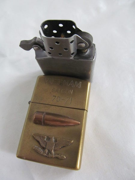 US MILITARY ISSUE BRASS ZIPPO LIGHTER STAMPED VIETNAM SAIGON 70 - 71 Carousel 4