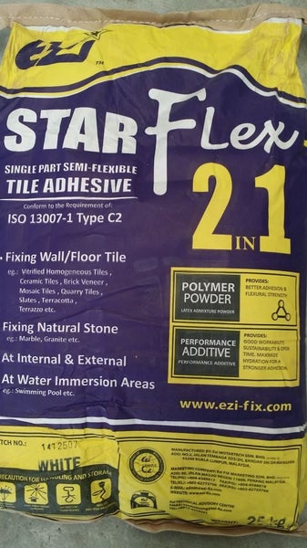 Ezi Starflex 2in1 Grey Tile Adhesive 25kg Carousel 1