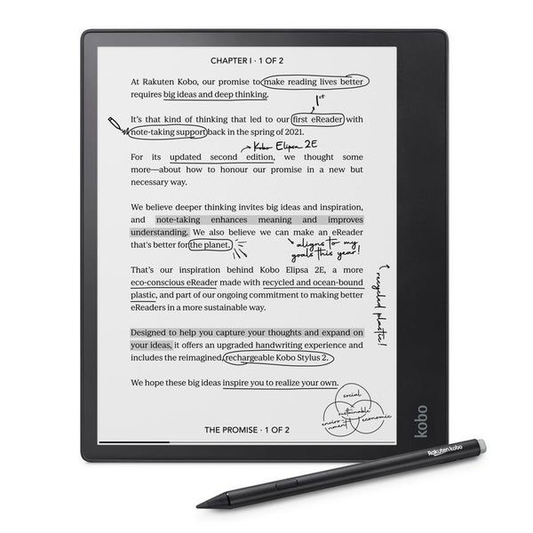 Kobo Elipsa 2E E-Reader 10.3" and Stylus Black Bundle Carousel 1