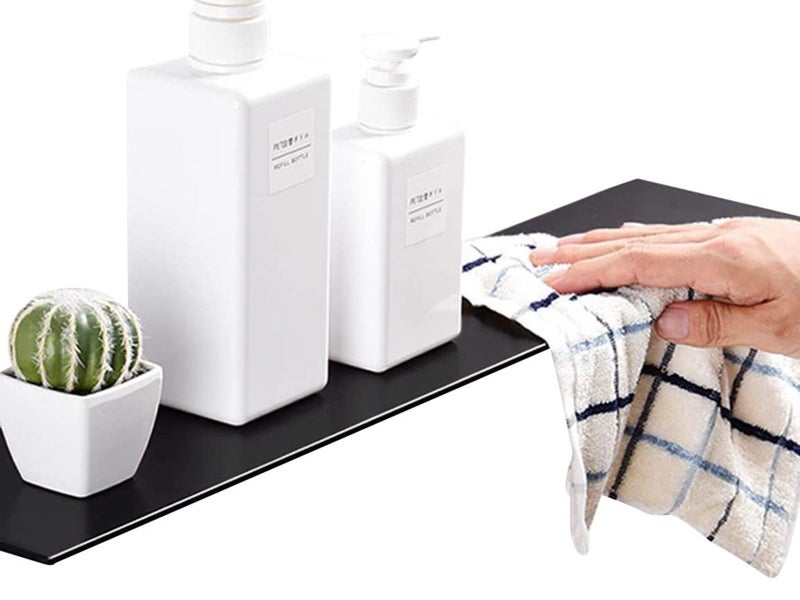 30cm Bathroom Floating Shelf Wall Mounted Cosmetic Storage Display Rack Black Carousel 2