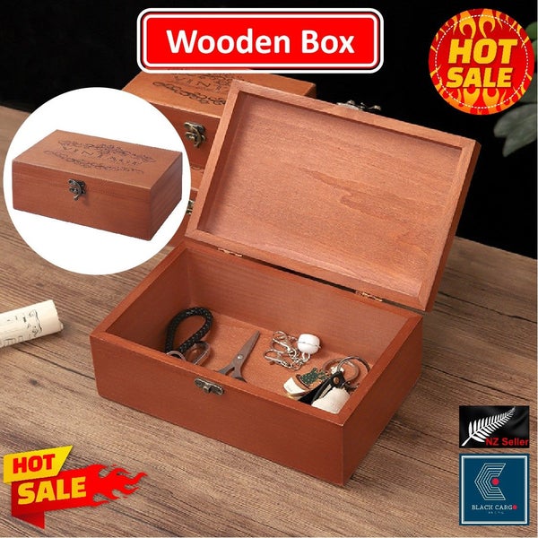 NEW new Vintage Wood Storage Box Tea Jewellery Chest Container *Sale NOW* Carousel 2