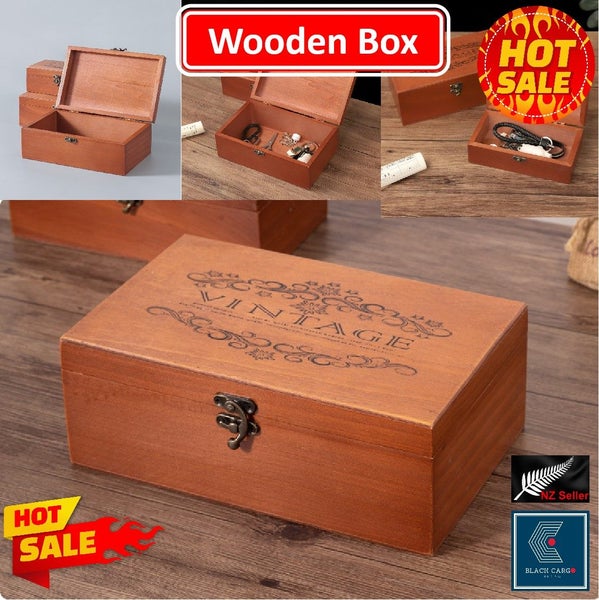 NEW new Vintage Wood Storage Box Tea Jewellery Chest Container *Sale NOW* Carousel 1