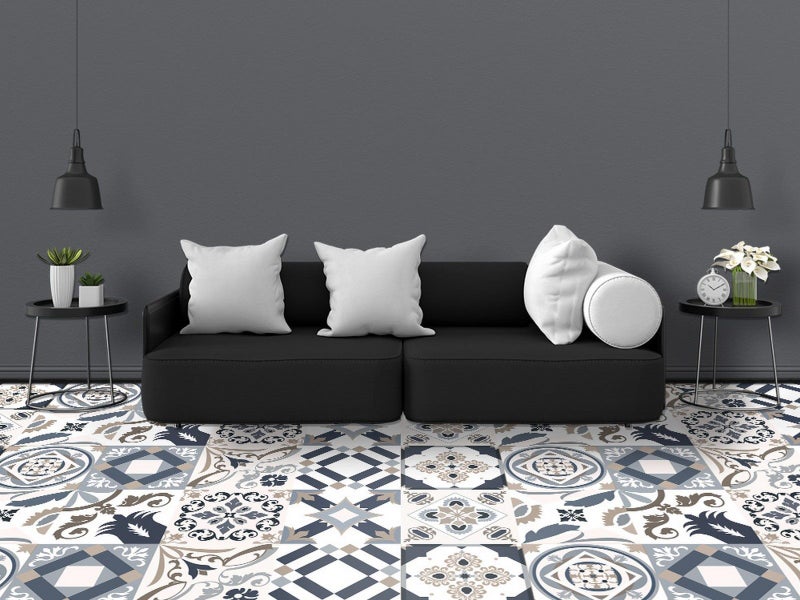 20Pcs PVC 10x10cm Peel and Stick Floor Tiles Frosted Floor Sticker Style 3 Carousel 1