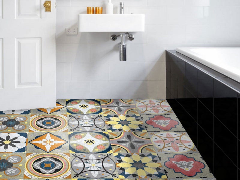 20Pcs PVC 10x10cm Peel and Stick Floor Tiles Frosted Floor Sticker Style 4 Carousel 1