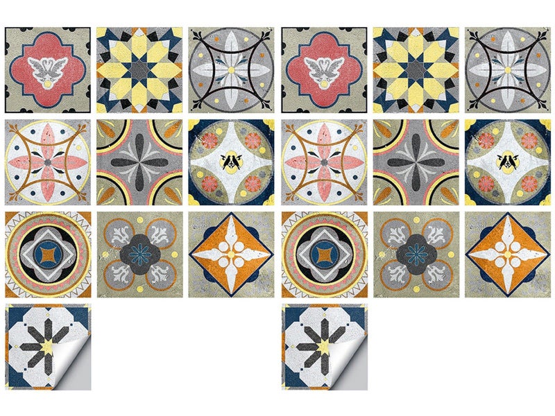 20Pcs PVC 10x10cm Peel and Stick Floor Tiles Frosted Floor Sticker Style 4 Carousel 2