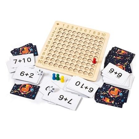 Wooden Math Hundred Board Game Montessori Educational Wooden Math Blocks Board Carousel 1