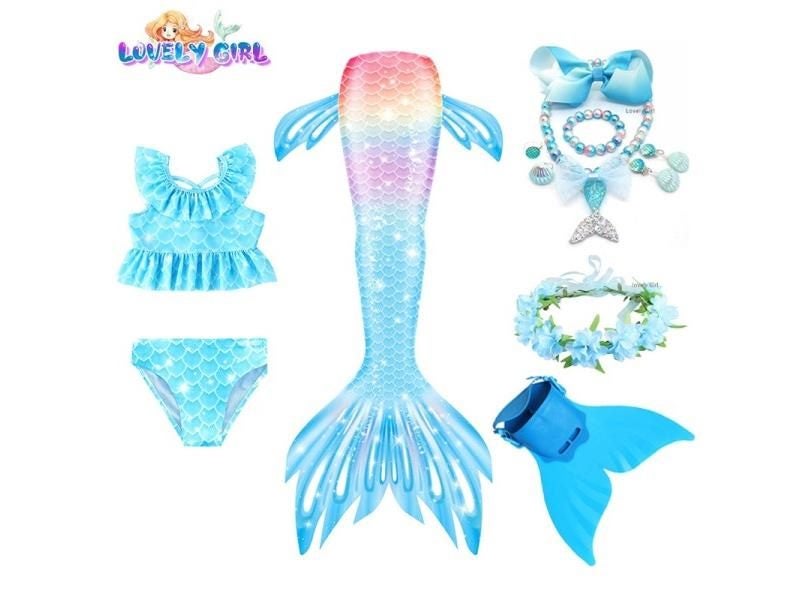 Mermaid Tails With Monofin LovelyGirl Mermaid Costume Children Cosplay Girl Carousel 2