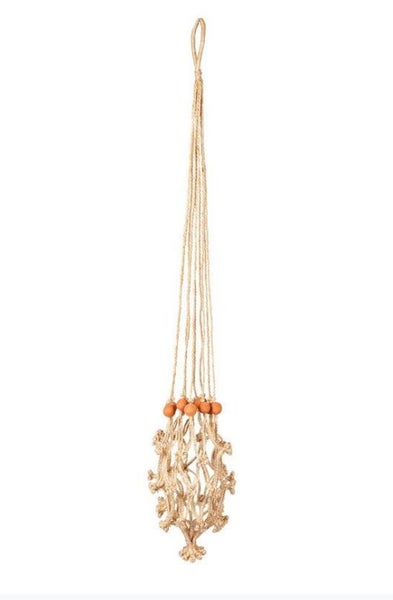 Suki Macrame Plant/Pot Holders with Ochre Beads (Set of 4) Carousel 2