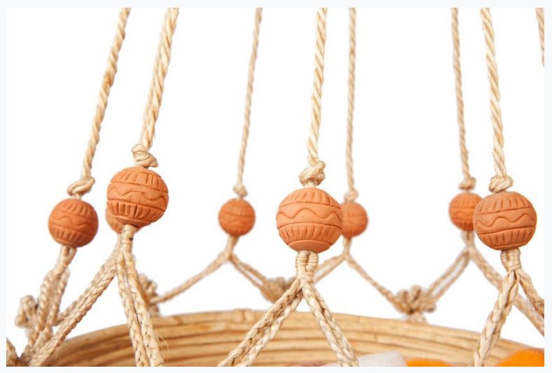 Suki Macrame Plant/Pot Holders with Ochre Beads (Set of 4) Carousel 3