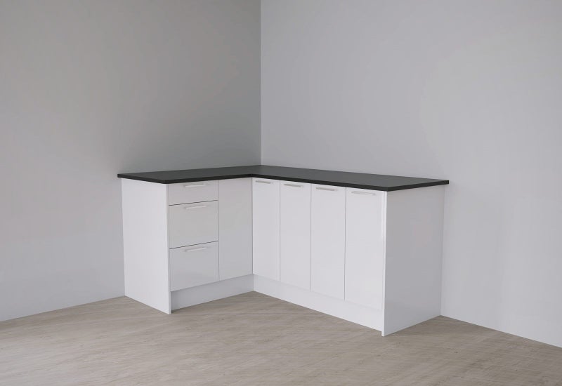 High Gloss White Kitchenette made in Italy comes with BLUM hinges Carousel 1