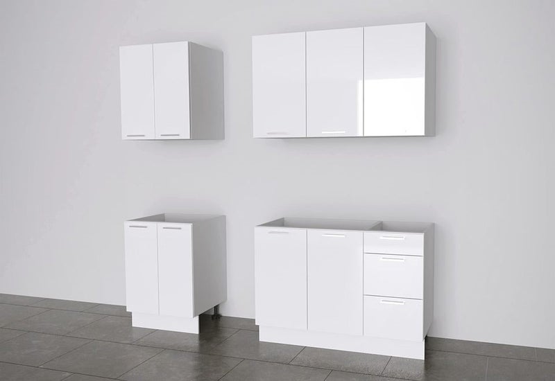 High Gloss White Kitchenette made in Italy comes with Blum Hinges Carousel 1