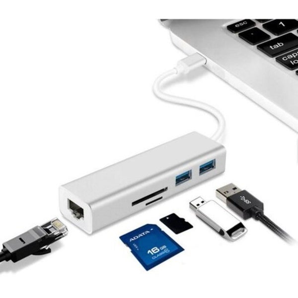 5 In 1 Usb 3.1 Type C To 3.0 Hub With Rj45 Gigabit Ethernet / Sd Tf Card Reader Carousel 5
