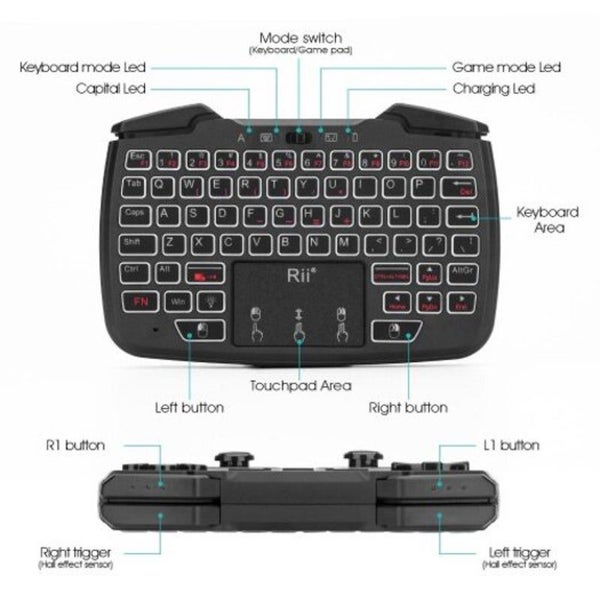 Rk707 Mini Wireless Game Controller Mouse Keyboard Combo Black Keyboard & Mouse Carousel 5
