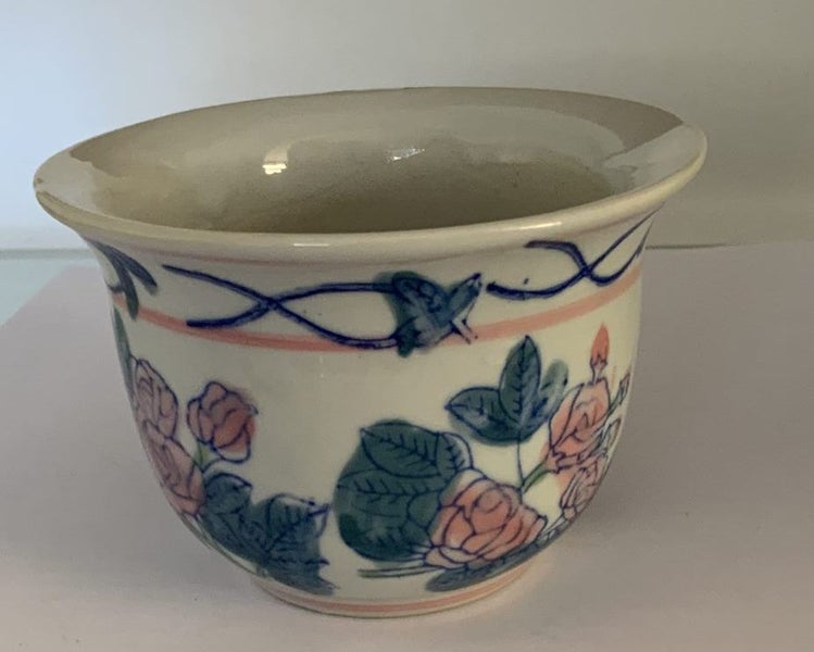 OLD CHINESE BOWL = PINK + GREEN = HAND PAINTED Carousel 2