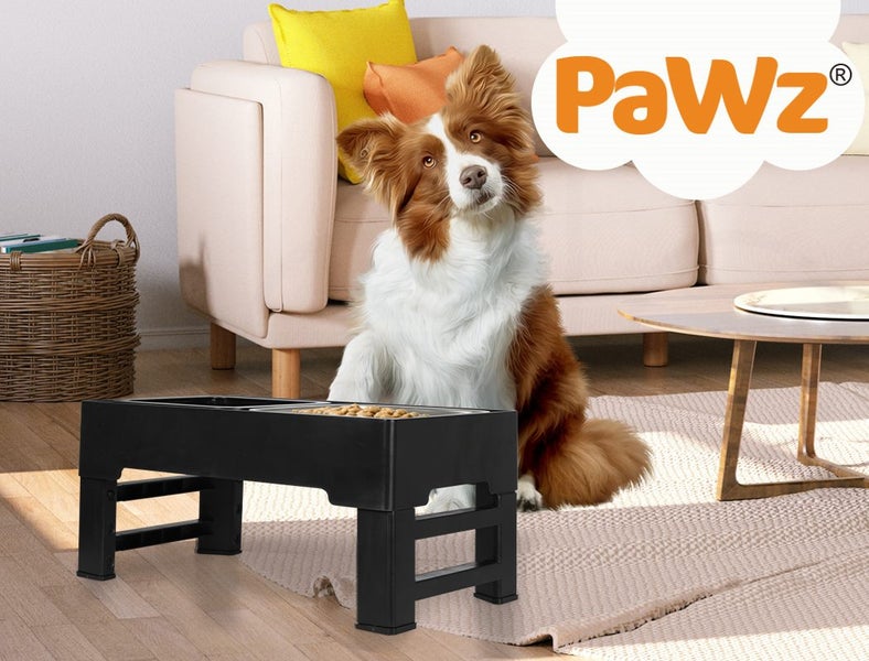Pawz Elevated Pet Feeder 4 Height Adjustable Dog Stainless Steel Non-Slip Bowl Carousel 10