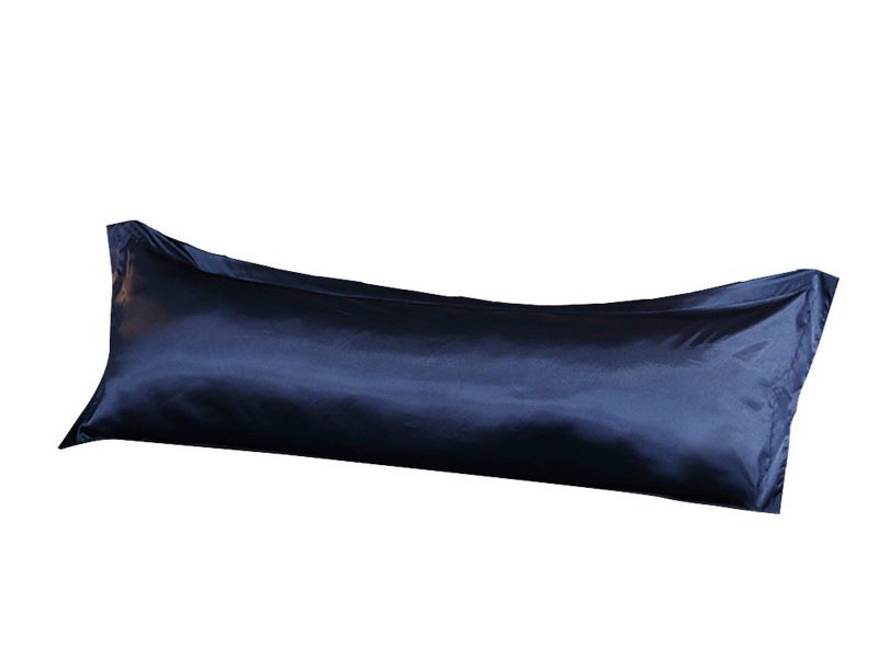 48x150cm Soft Satin Long Pillowcase Double Body Pillow Cover Navy Blue Carousel 2