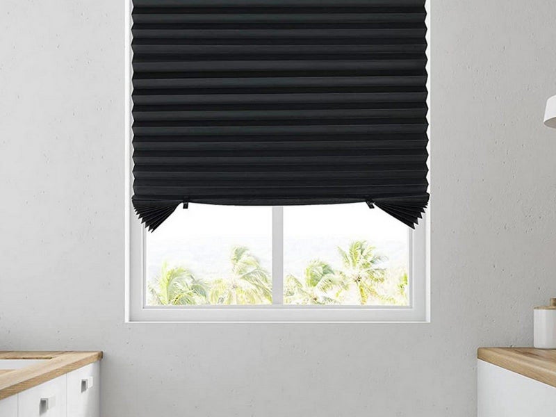 150x90cm Black Window Shades Pleated Blinds Light Blocking Pleated Shades Carousel 1