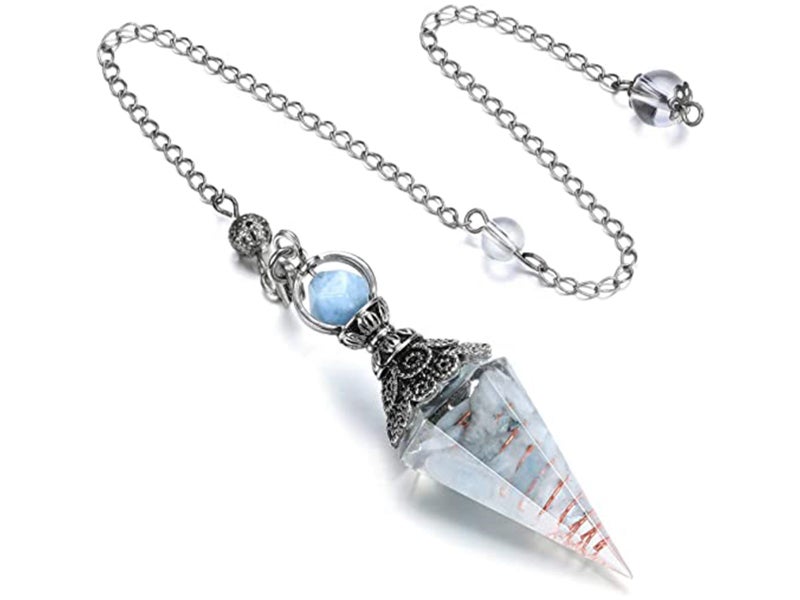 Resin Pendants Chakra Pendants Reiki Hexagonal Dowsing Pendulum Light Blue Carousel 1