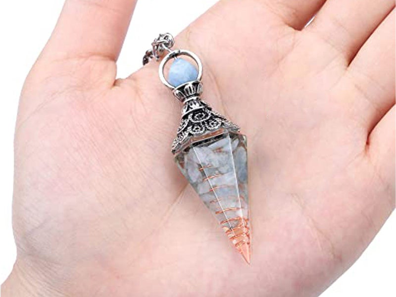 Resin Pendants Chakra Pendants Reiki Hexagonal Dowsing Pendulum Light Blue Carousel 2