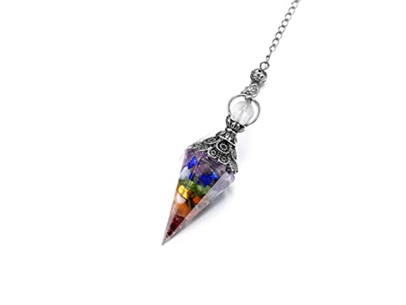 Resin Pendants Chakra Pendants Reiki Pendant Hexagonal Dowsing Pendulum Colorful Carousel 4