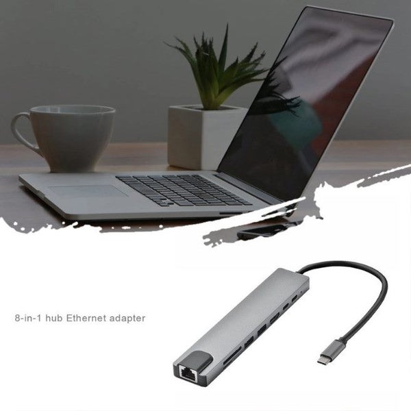 8 In 1 Usb C Hub Type To Hdmi Compatible Rj45 Ethernet 3.0 Ports Sdtf Card Read Carousel 2