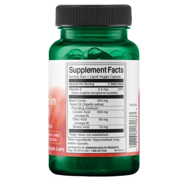 Black Cumin Seed Oil 500mg - 60 Liquid Veggie Capsules Carousel 2