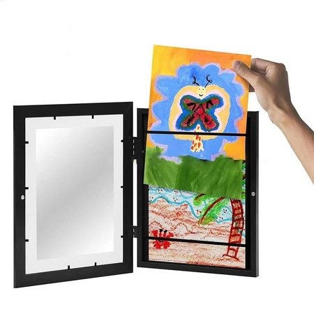 Children Art Frames Kids Artwork Storage Rack Magnetic Front Open Changeable Carousel 1