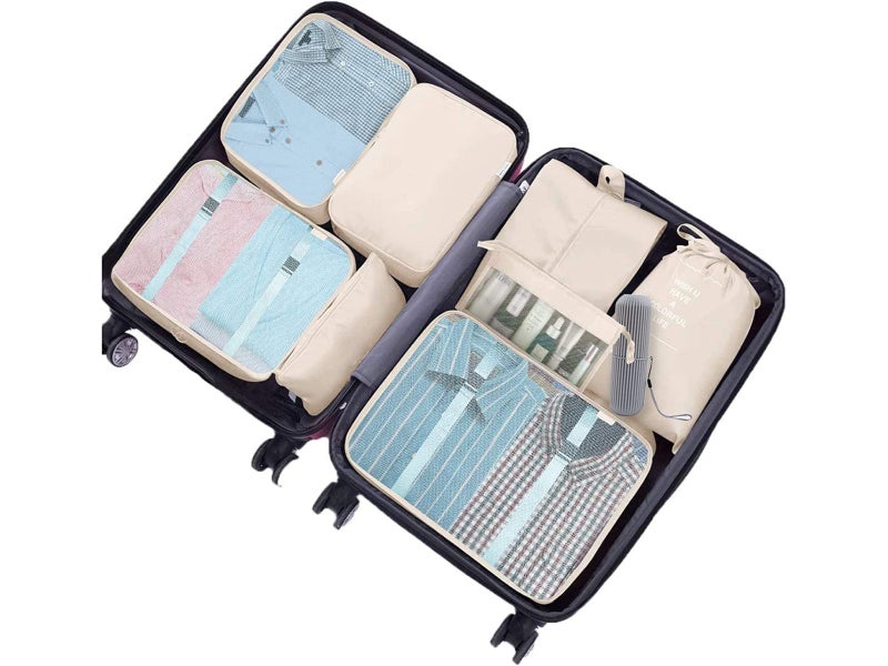 8Pcs Waterproof Travel Luggage Bags Clothes Packing Cube Organizer (Beige) Carousel 2