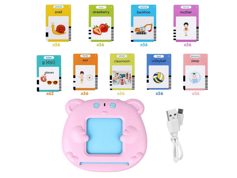 255Pcs Talking Flash Cards Toddler Toys 510 Words Learning Toys Pink Carousel 5