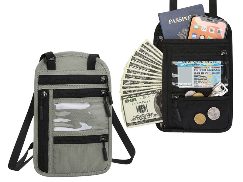 2 X Travel RFID Blocking Passport Holder Travel Wallet Phone Bag Black Grey Carousel 1