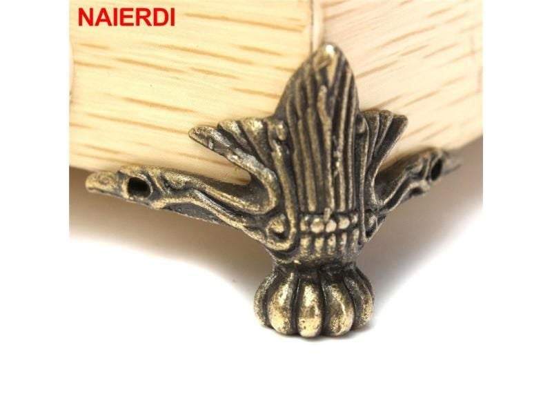 2PCS NAIERDI 40x30mm Antique Wood Box Feet Leg Corner Protector Triangle Rattan Carousel 2