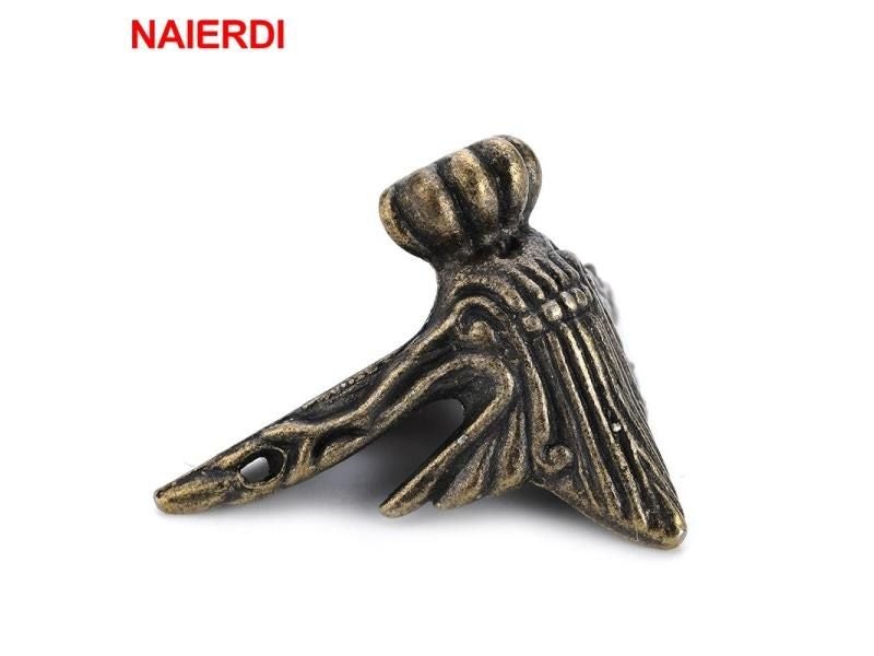 2PCS NAIERDI 40x30mm Antique Wood Box Feet Leg Corner Protector Triangle Rattan Carousel 1