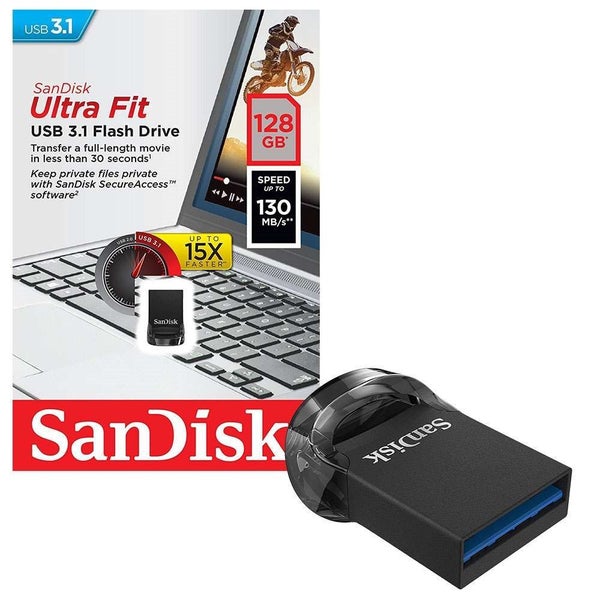 SanDisk 128GB Ultra Fit 3.1 Micro-size USB 3.1 & 3.0 Flash Drive up to 130MB/s Carousel 1